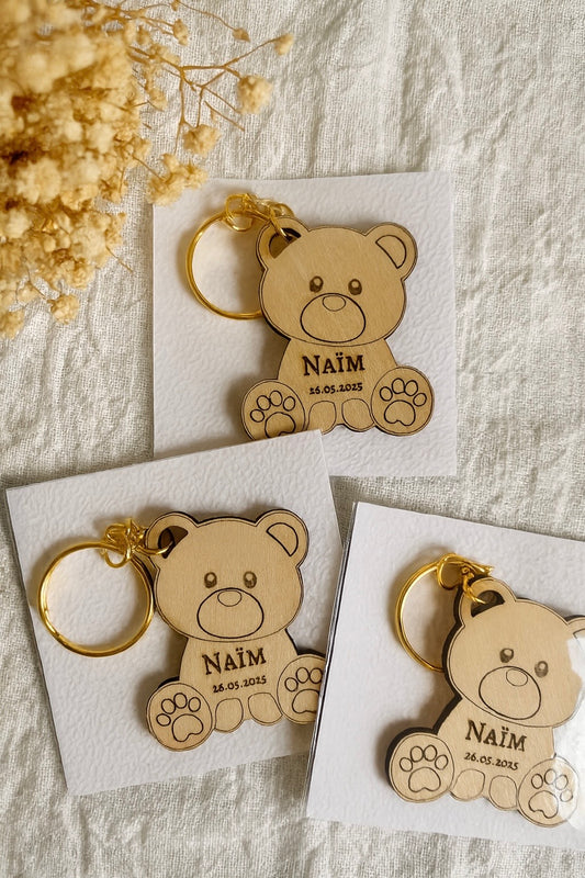 Porte-clés Ourson personnalisé – Cadeau invité (Baptême / Circoncision)