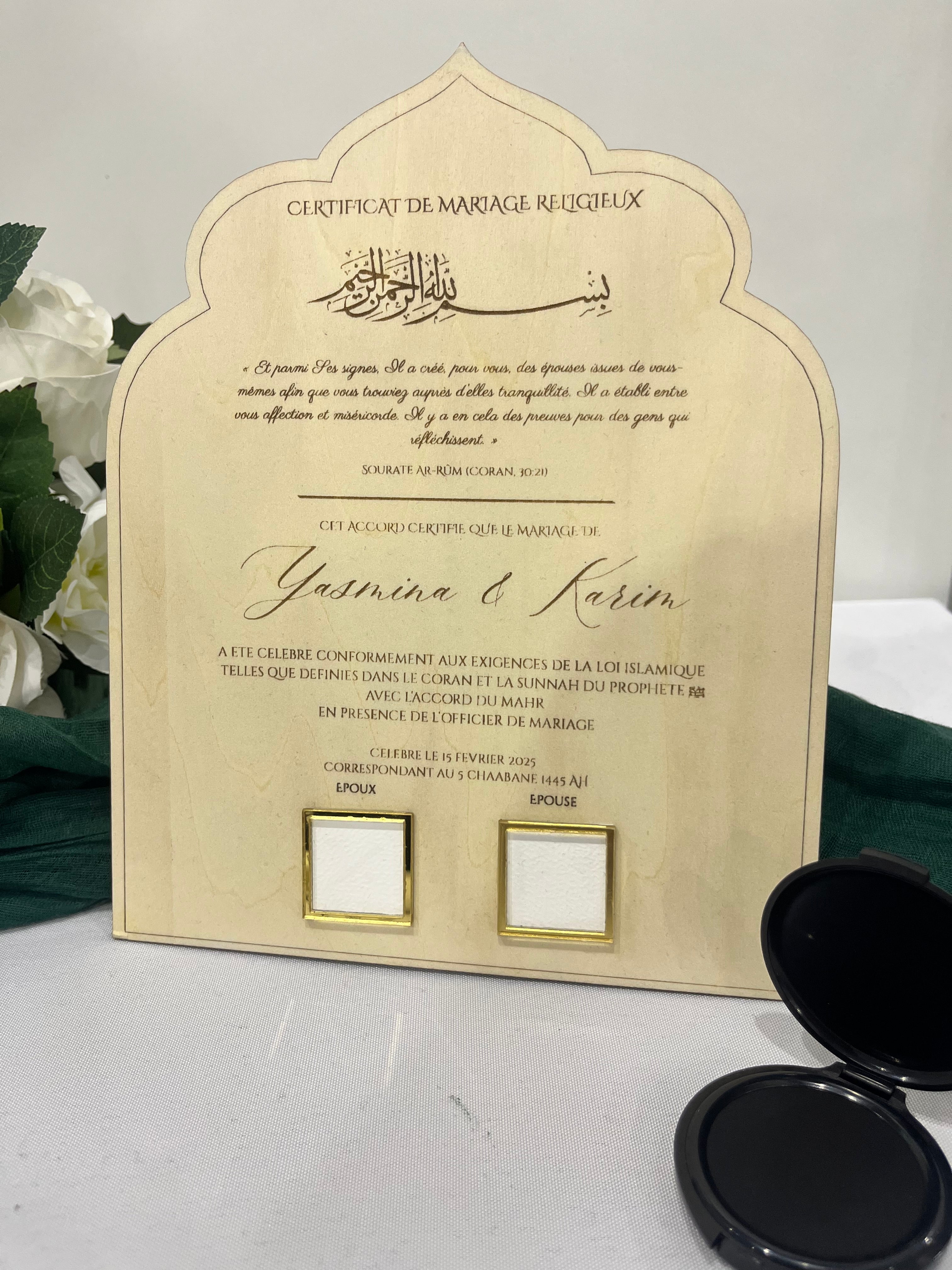Certificat mariage